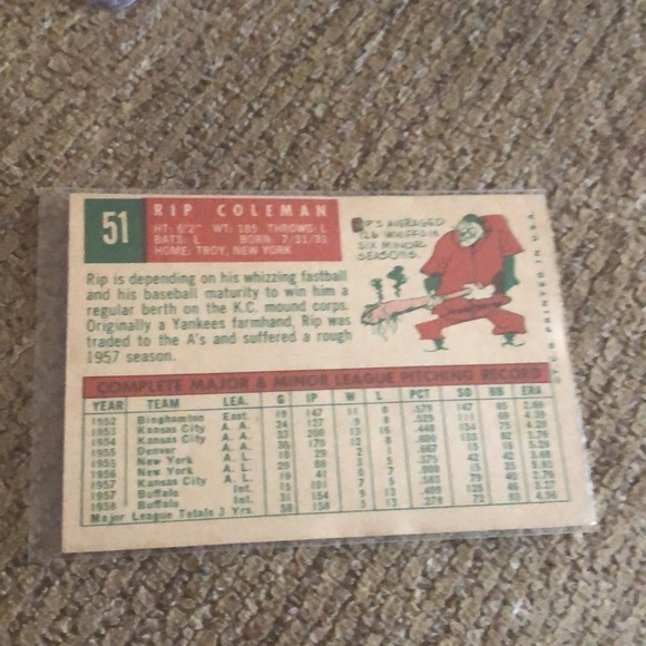 1968 Topps Rusty Staub, 1959 Topps Rip Coleman - Picture 5 of 5